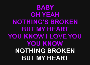 NOTHING BROKEN
BUT MY HEART