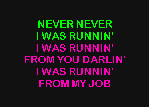 NEVER NEVER
IWAS RUNNIN'