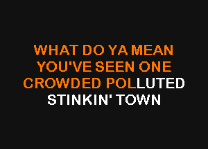 WHAT DO YA MEAN
YOU'VE SEEN ONE
CROWDED POLLUTED
STINKIN'TOWN