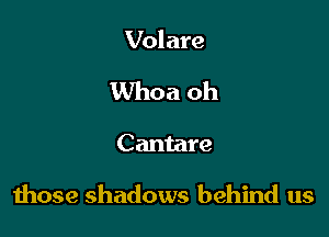 Volare

Whoa oh

Cantare

those shadows behind us