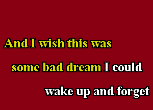 And I Wish this was

some bad dream I could

wake up and forget