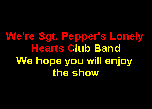 We're Sgt. Pepper's Lonely
Hearts Club Band

We hope you will enjoy
the show