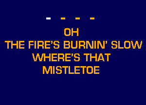 0H
THE FIRE'S BURNIN' SLOW
WHERE'S THAT
MISTLETOE