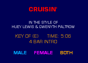 IN WHE STYLE OF
HUEY LEWIS 8. GWENYTH PALTRDW

KEY OF (E) TIMEI 508
4 BAR INTRO

MALE BOTH