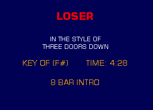 IN THE STYLE OF
THREE DOORS DOWN

KEY OF (Pie) TIME 42E!

8 BAR INTRO