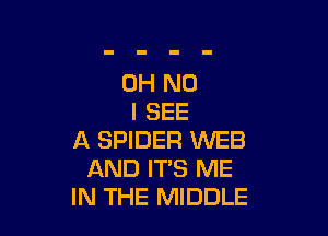 OH NO
I SEE

A SPIDER WEB
AND IT'S ME
IN THE MIDDLE