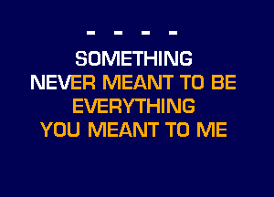 SOMETHING
NEVER MEANT TO BE
EVERYTHING
YOU MEANT TO ME