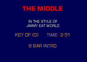 IN THE SWLE OF
JIMMY EATWOHLD

KEY OFEDJ TIME12151

8 BAR INTRO