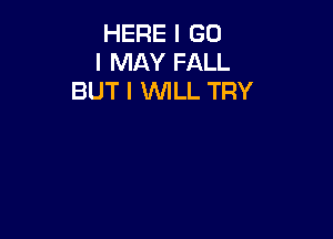 HERE I G0
I MAY FALL
BUT I WILL TRY