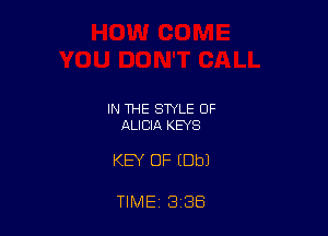 IN THE STYLE OF
ALICIA KEYS

KEY OF (Dbl

TIME 3 38