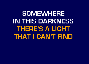 SOMEWHERE
IN THIS DARKNESS
THERE'S A LIGHT
THAT I CANT FIND