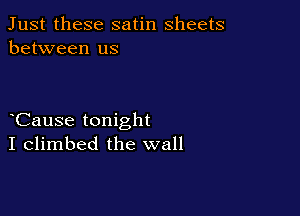 Just these satin sheets
between us

Cause tonight
I climbed the wall