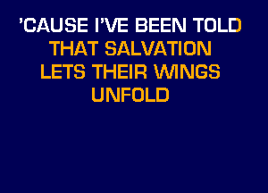 'CAUSE I'VE BEEN TOLD
THAT SALVATION
LETS THEIR WINGS
UNFOLD