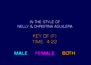 IN THE SWLE OF
NELLY Ex CHRISTINA ACUILERA

KEY OF (P)
TIMEi 422