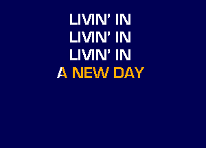 LIVIM IN

LIVIN' IN

LIVIN' IN
A NEW DAY