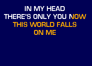 IN MY HEAD
THERE'S ONLY YOU NOW
THIS WORLD FALLS
ON ME