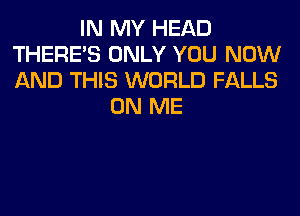 IN MY HEAD
THERE'S ONLY YOU NOW
AND THIS WORLD FALLS

ON ME