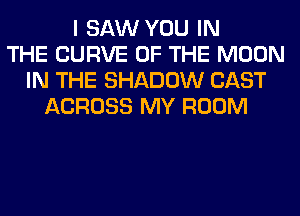 I SAW YOU IN
THE CURVE OF THE MOON
IN THE SHADOW CAST
ACROSS MY ROOM