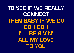 TO SEE IF WE REALLY
CONNECT
THEN BABY IF WE DO
00H 00H
I'LL BE GIVIN'
ALL MY LOVE
TO YOU