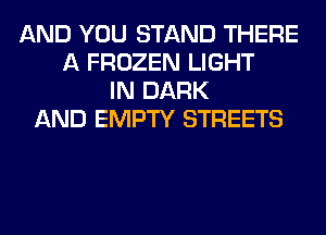 AND YOU STAND THERE
A FROZEN LIGHT
IN DARK
AND EMPTY STREETS
