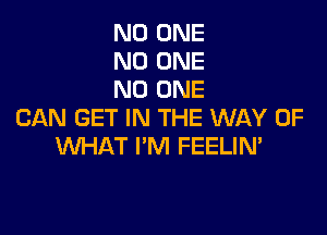 NO ONE
NO ONE
NO ONE

CAN GET IN THE WAY OF
WHAT I'M FEELIN'