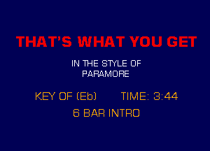 IN THE STYLE 0F
PAHAMDHE

KEY OF (Eb) TIME 3144
ES BAR INTRO