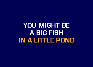 YOU MIGHT BE
A BIG FISH

IN A LITTLE POND