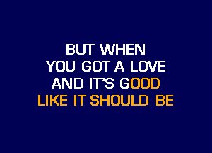 BUT WHEN
YOU GOT A LOVE

AND IT'S GOOD
LIKE IT SHOULD BE