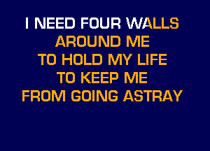 I NEED FOUR WALLS
AROUND ME
TO HOLD MY LIFE
TO KEEP ME
FROM GOING ASTRAY