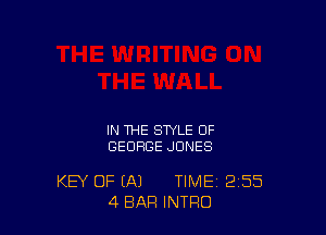 IN THE STYLE OF
GEORGE JONES

KEY OF (A1 TIME 2'55
4 BAR INTRO