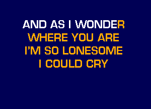 AND AS I WONDER
WHERE YOU ARE
I'M SO LONESOME

I COULD CRY