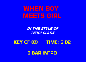 IN THE STYLE 0F
TEES! CLARK

KEY 0F (Bl TIMEE SIDE

8 BAR INTRO