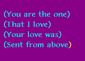 (You are the one)
(That I love)

(Your love was)
(Sent from above)