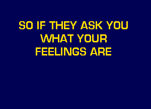 SO IF THEY ASK YOU
WHAT YOUR
FEELINGS ARE