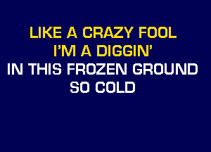 LIKE A CRAZY FOOL
I'M A DIGGIM
IN THIS FROZEN GROUND
SO COLD