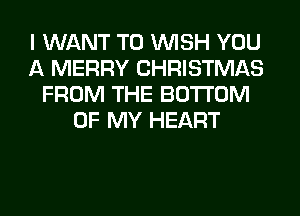 I WANT TO WISH YOU
A MERRY CHRISTMAS
FROM THE BOTTOM
OF MY HEART