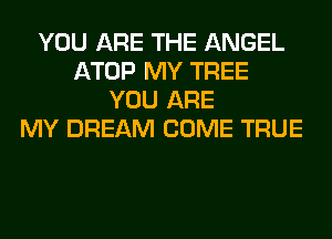 YOU ARE THE ANGEL
ATOP MY TREE
YOU ARE
MY DREAM COME TRUE