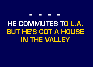 HE COMMUTES T0 LA.
BUT HE'S GOT A HOUSE
IN THE VALLEY