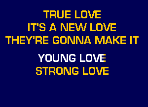 TRUE LOVE
ITS A NEW LOVE
THEY'RE GONNA MAKE IT

YOUNG LOVE
STRONG LOVE