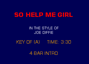 IN THE STYLE OF
JOE DIFFIE

KEY OF (A) TIME 330

4 BAR INTRO