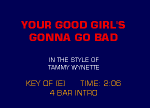 IN THE STYLE OF
TJlMMY WYNETTE

KEY OF IE1 TIME 2'08
4 BAR INTRO