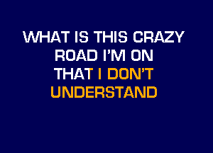 1U'UHAT IS THIS CRAZY
ROAD I'M ON
THAT I DON'T

UNDERSTAND