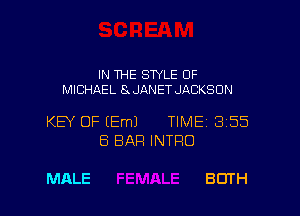 IN WE STYLE OF
MICHAEL BMJANET JACKSON

KEY OF (Em) TIMEI 855
6 BAR INTRO

MALE BOTH