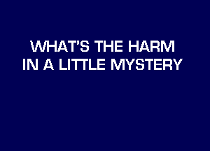 1NHAT'S THE HARM
IN A LITTLE MYSTERY