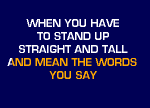 WHEN YOU HAVE
TO STAND UP
STRAIGHT AND TALL
AND MEAN THE WORDS
YOU SAY