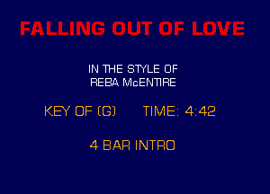 IN THE STYLE OF
REBA McENTlRE

KEY OF (G) TIMEI 442

4 BAR INTRO