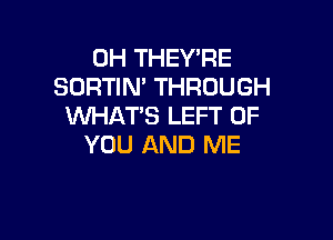 UH THEY'RE
SORTIN' THROUGH
WHAT'S LEFT OF

YOU AND ME