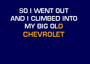 SO I WENT OUT
AND I CLIMBED INTO
MY BIG OLD

CHEVROLET