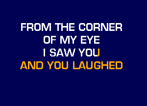 FROM THE CORNER
OF MY EYE
I SAW YOU

AND YOU LAUGHED