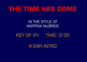 IN THE STYLE 0F
MARTINA MCBRIDE

KEY OF EFJ TIMEI 230

4 BAR INTRO